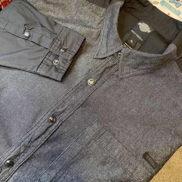 Harley-Davidson Western Shirt Mens XL Black Button Down Pearl Snap Long Sleeve - Picture 13 of 13